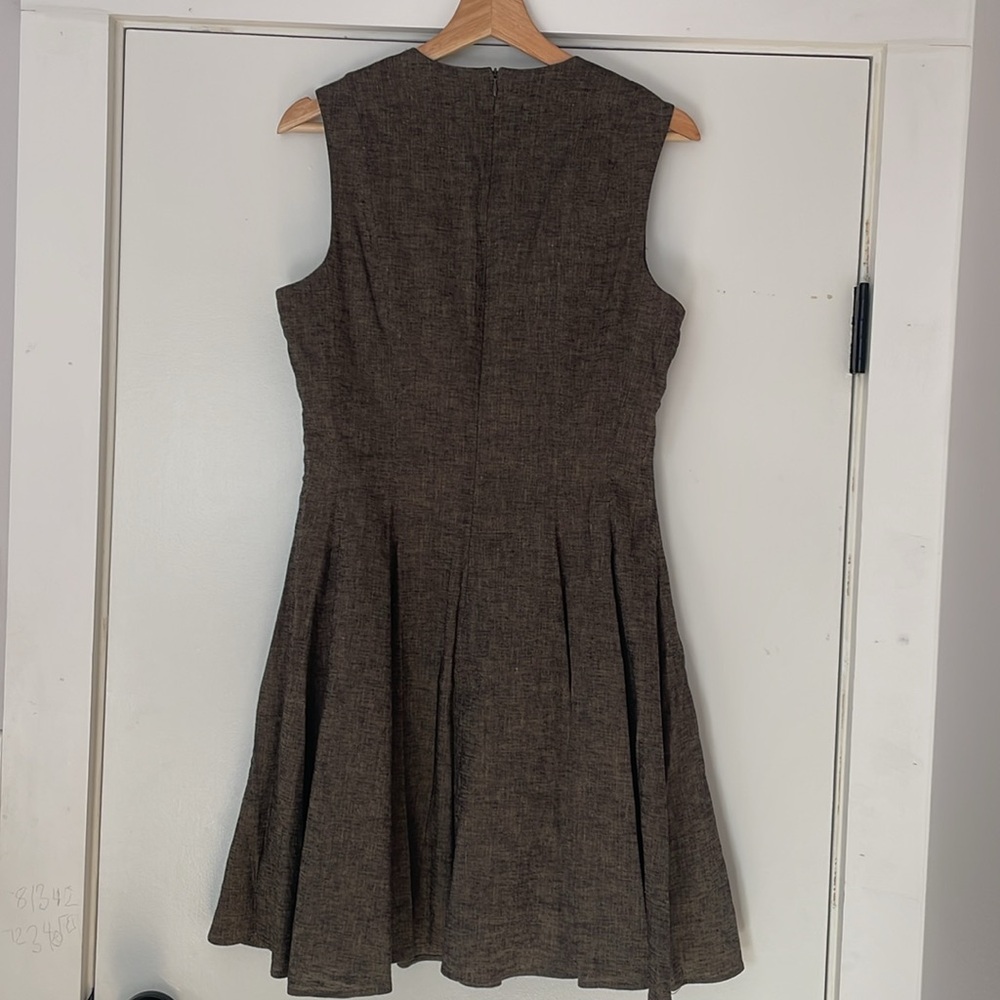 THEORY Solid-Hued Linen-Blend Fit-&-Flare Dress, Size 8 NWOT Excellent Condition - Picture 6 of 7